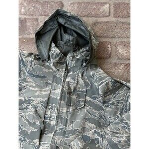 Military AIR FORCE Tiger Stripe Parka GoreTex Rain Coat L Reg FA7000-08-P-0446